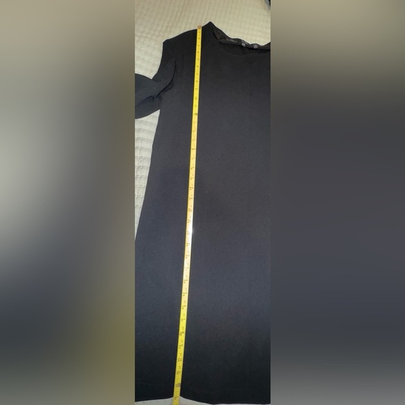 Theory Black Raglan Tie In Maxyne Crepe Long Sleeve Dress Pockets Size L EUC - Picture 10 of 10